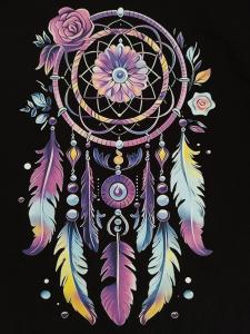 Triko dámské černé "Lapač snů" fialkový Triko dámské černé "Lapač snů" fialkový