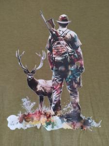 Triko pánské khaki "Lovec s jelenem" Triko pánské khaki "Lovec s jelenem"